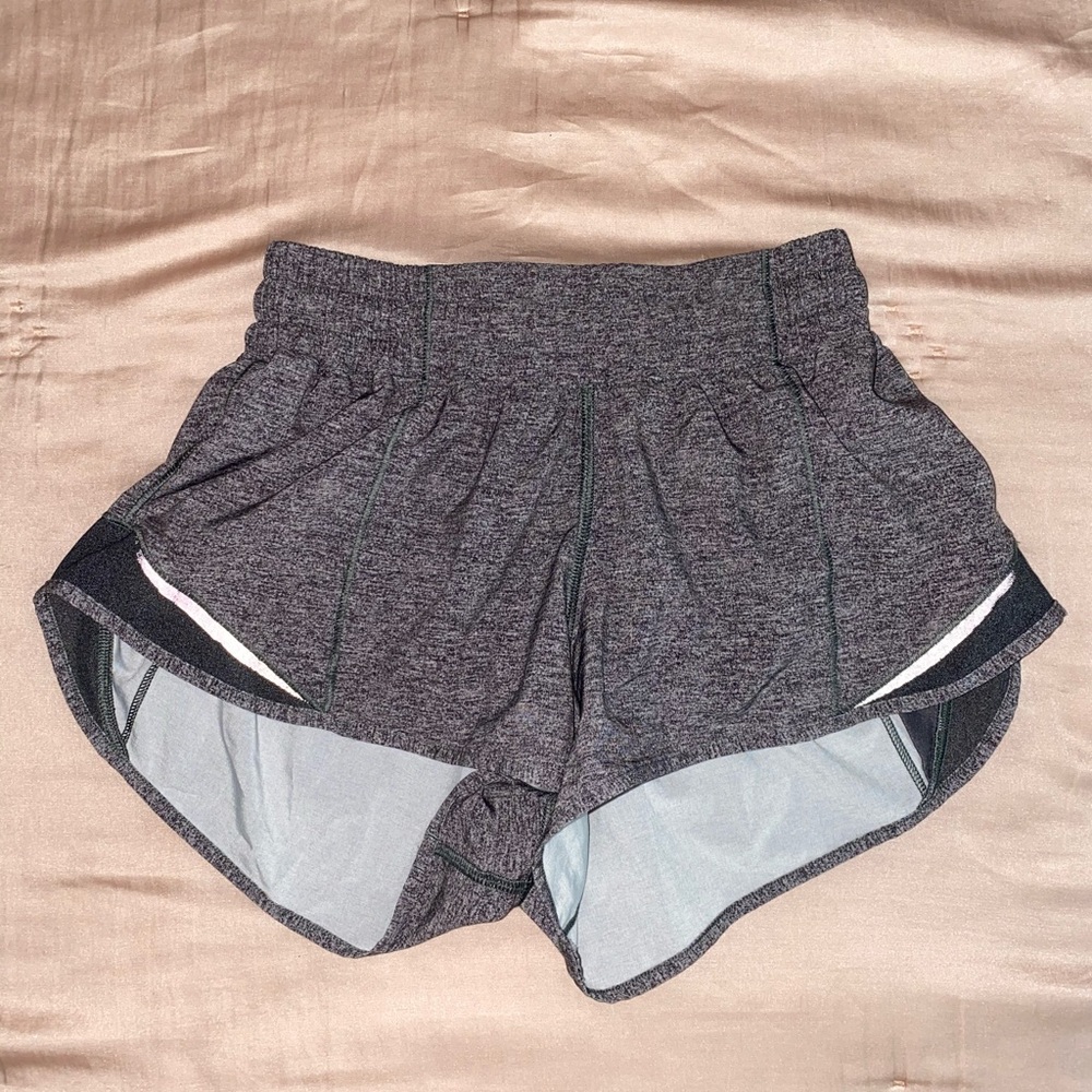 lululemon hotty hot shorts in heathered grey